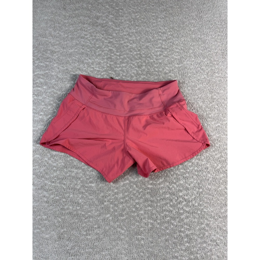 Lululemon Speed Up Shorts Womens 4 Pink Running Athletic Zip Pocket Logo
